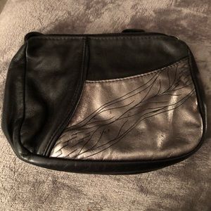 Artist made black and silver leather purse